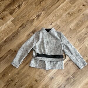 Banana Republic Gray Knit Jacket with Black Trim